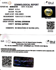 6.73/CT Natural Yellow Sapphire With Govt Lab Certificate