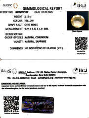 3.13/CT Natural Yellow Sapphire With Govt Lab Certificate