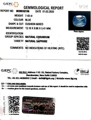 7.43/CT Natural Blue Sapphire With Govt Lab Certificate