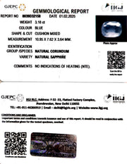3.18/CT Natural Blue Sapphire With Govt Lab Certificate