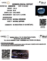 2.05/CT Natural Blue Sapphire With Govt Lab Certificate