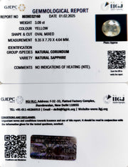 3.09/CT Natural Yellow Sapphire With Govt Lab Certificate