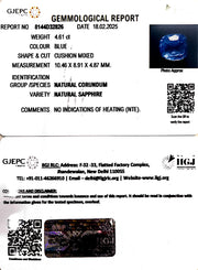 4.61/CT Natural Blue Sapphire With Govt Lab Certificate