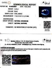 5.43/CT Natural Blue Sapphire With Govt Lab Certificate