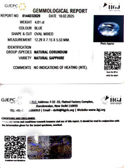 4.81/CT Natural Blue Sapphire With Govt Lab Certificate