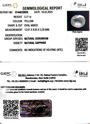 5.77/CT Natural Yellow Sapphire With Govt Lab Certificate