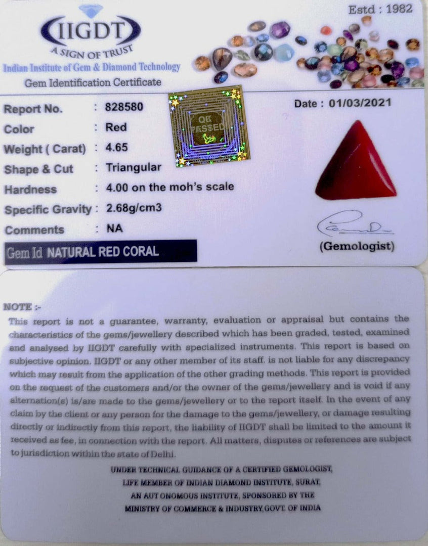 4.65/CT Natural Triangular Red Coral-1332