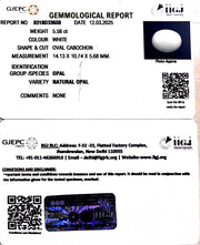 5.58/CT Natural Opal with Govt. Lab Certificate