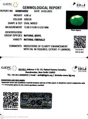 4.98/CT Natural Panna Stone with Govt. Lab Certificate