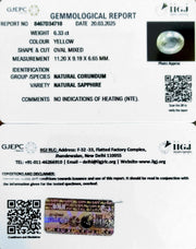 6.33/CT Natural Yellow Sapphire With Govt Lab Certificate