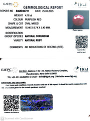 4.76/CT Natural Ruby with Govt. Lab Certificate