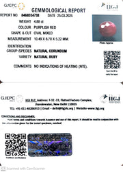 4.88/CT Natural Ruby with Govt. Lab Certificate