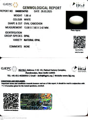 1.86/CT Natural Opal with Govt. Lab Certificate