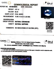 4.91/CT Natural Blue Sapphire With Govt Lab Certificate