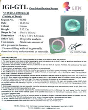 3.52/CT Natural Panna Stone with Govt. Lab Certificate (56610)