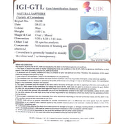 3.00/CT Natural Blue Sapphire with Govt Lab Certificate-BLUSA9T