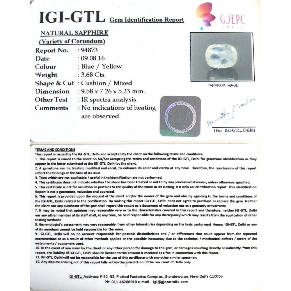 4.09 Ratti blue sapphire with Govt. Lab Certificate-(6771)