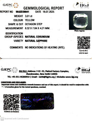 3.01/CT Natural Yellow Sapphire With Govt Lab Certificate (45510)