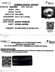 3.89/CT Natural Yellow Sapphire With Govt Lab Certificate (89910)