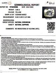 3.69/CT Natural Yellow Sapphire With Govt Lab Certificate (34410)