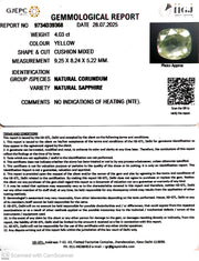 4.03/CT Natural Yellow Sapphire With Govt Lab Certificate (23310)