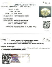 6.32/CT Natural Yellow Sapphire With Govt Lab Certificate (56610)