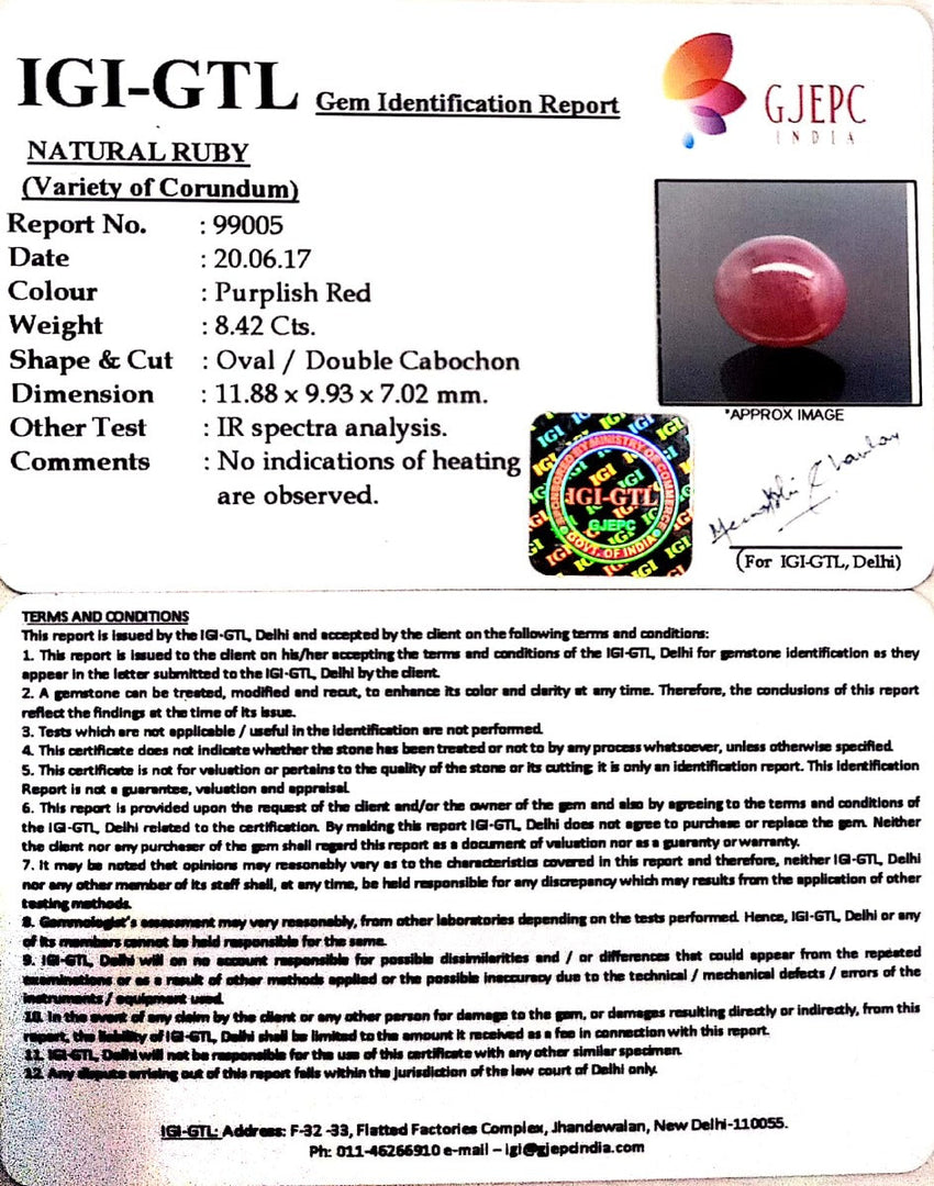 9.34 Ratti Natural Ruby with Govt Lab Certificate-(12210)