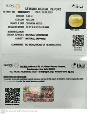 5.60/CT Natural Yellow Sapphire With Govt Lab Certificate (4551)