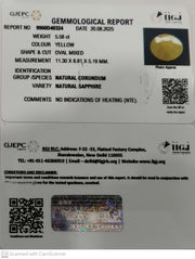 5.58/CT Natural Yellow Sapphire With Govt Lab Certificate (1221)