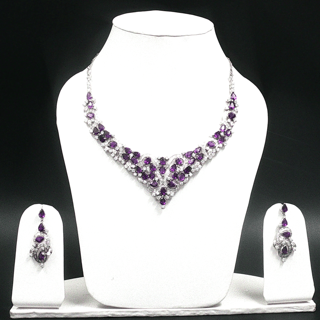 69.90/GM AMETHYST ZIRCON 3 PS NECKLACE GEMSTONE - 00242