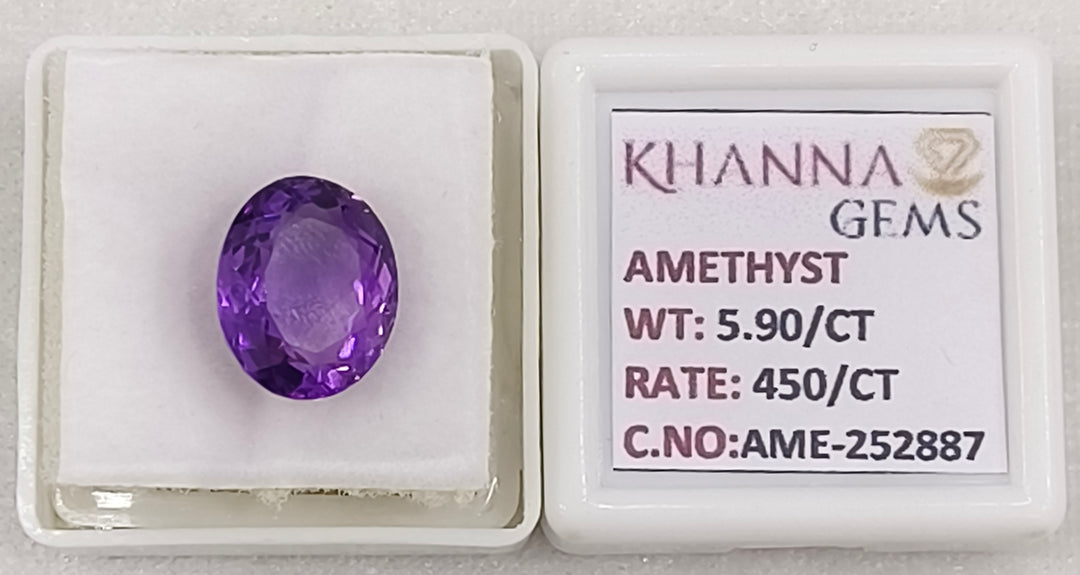5.90/CT Natural Amethyst Gemstone with Govt. Lab Certificate