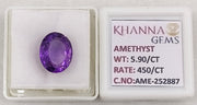 5.90/CT Natural Amethyst Gemstone with Govt. Lab Certificate