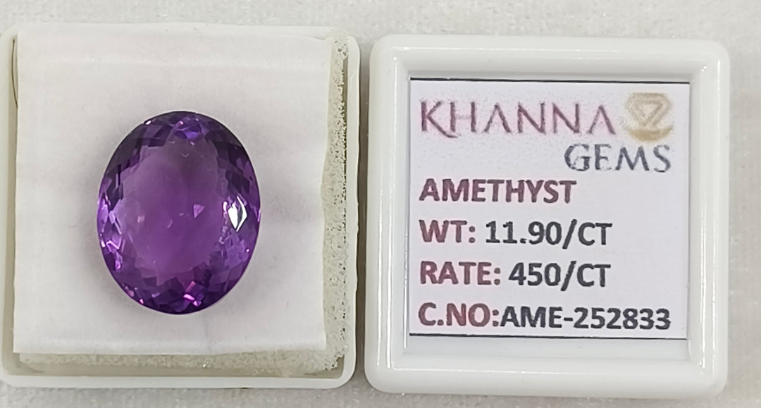 11.90/CT Natural Amethyst Gemstone with Govt. Lab Certificate - 252833