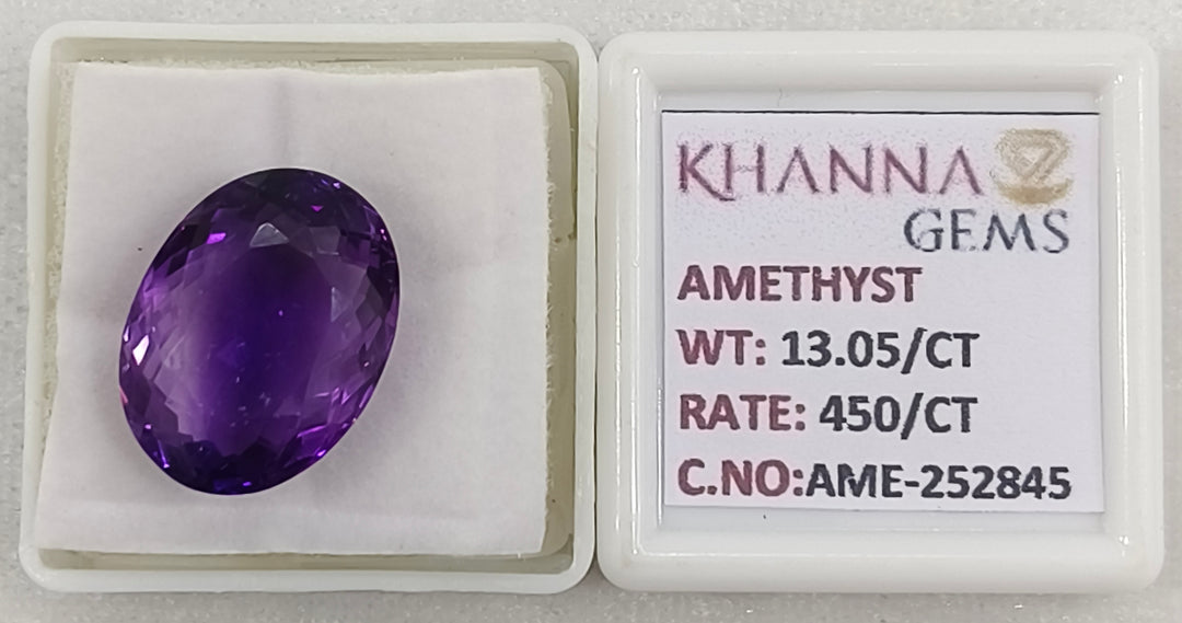 13.05/CT Natural Amethyst Gemstone with Govt. Lab Certificate