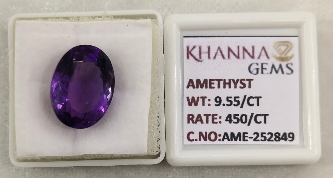 9.55/CT Natural Amethyst Gemstone with Govt. Lab Certificate