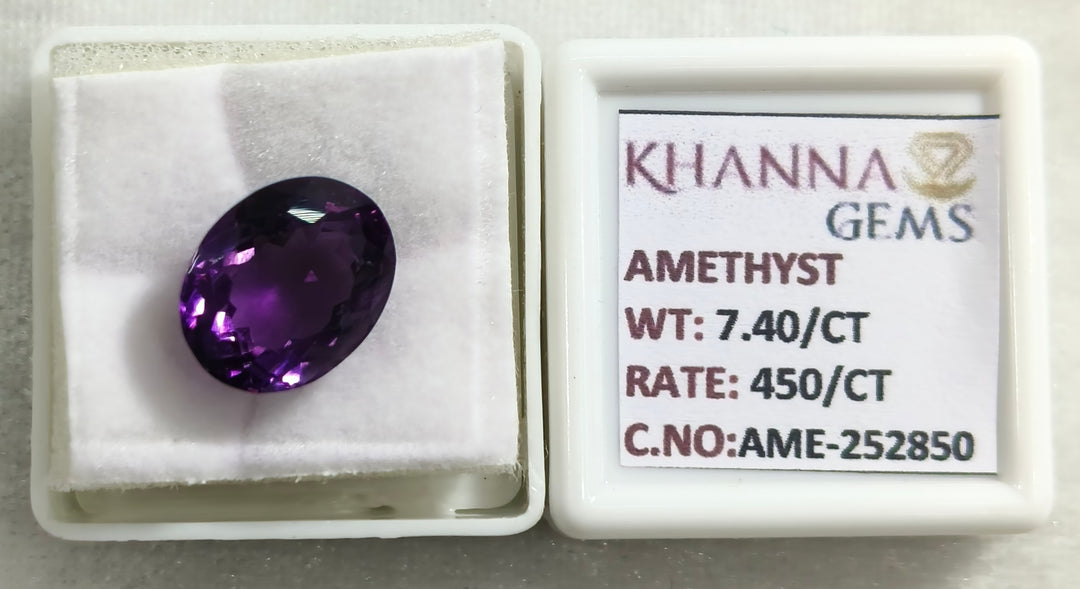 7.40/CT Natural Amethyst Gemstone with Govt. Lab Certificate