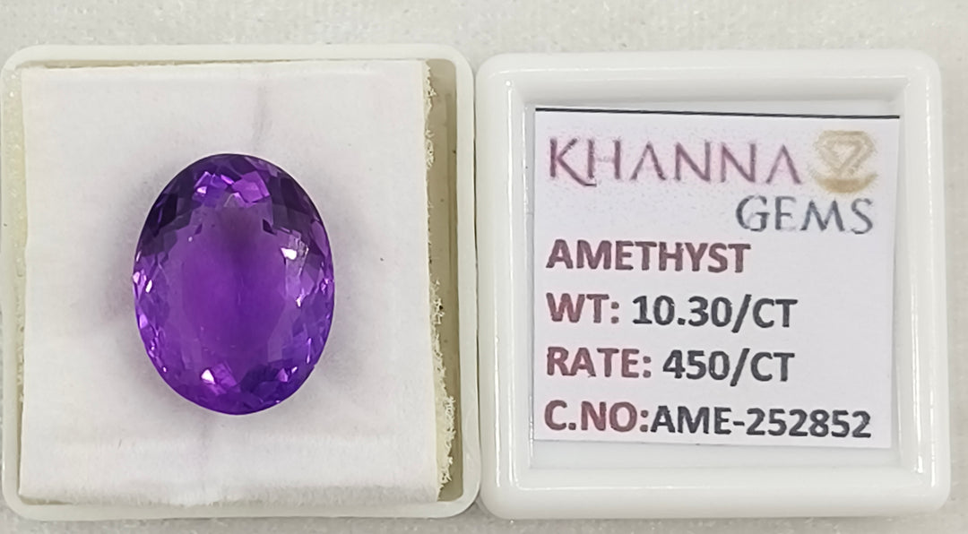 10.30/CT Natural Amethyst Gemstone with Govt. Lab Certificate