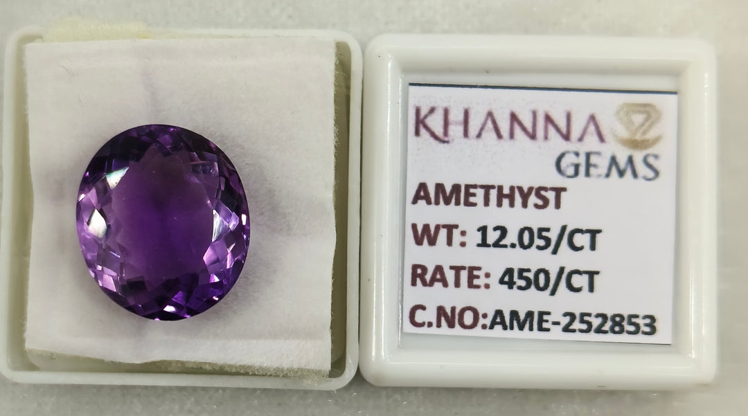 12.05/CT Natural Amethyst Gemstone with Govt. Lab Certificate