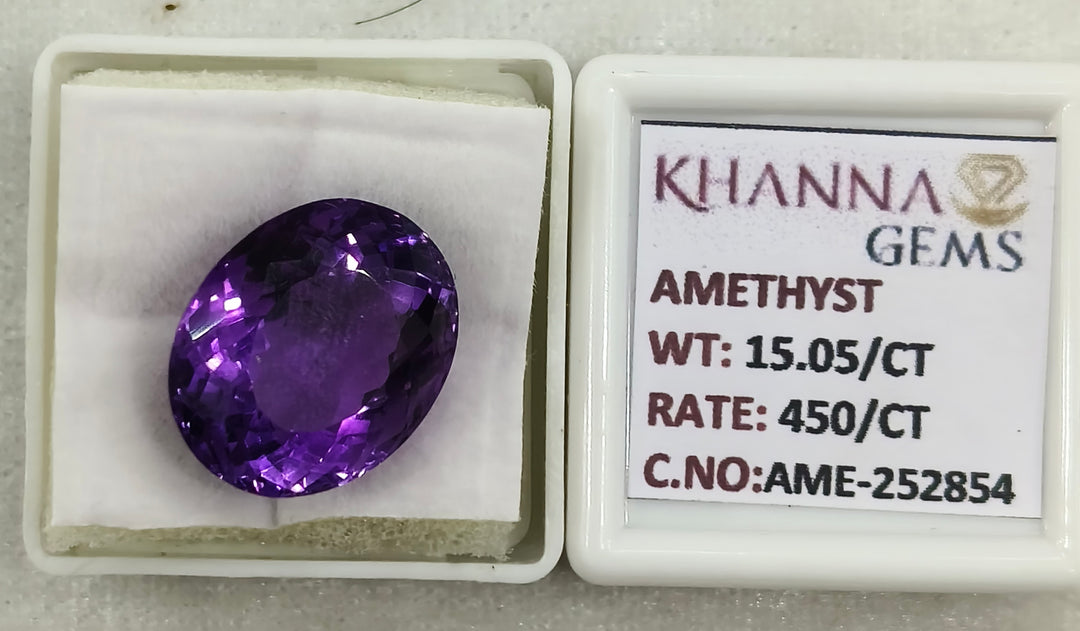 15.05/CT Natural Amethyst Gemstone with Govt. Lab Certificate