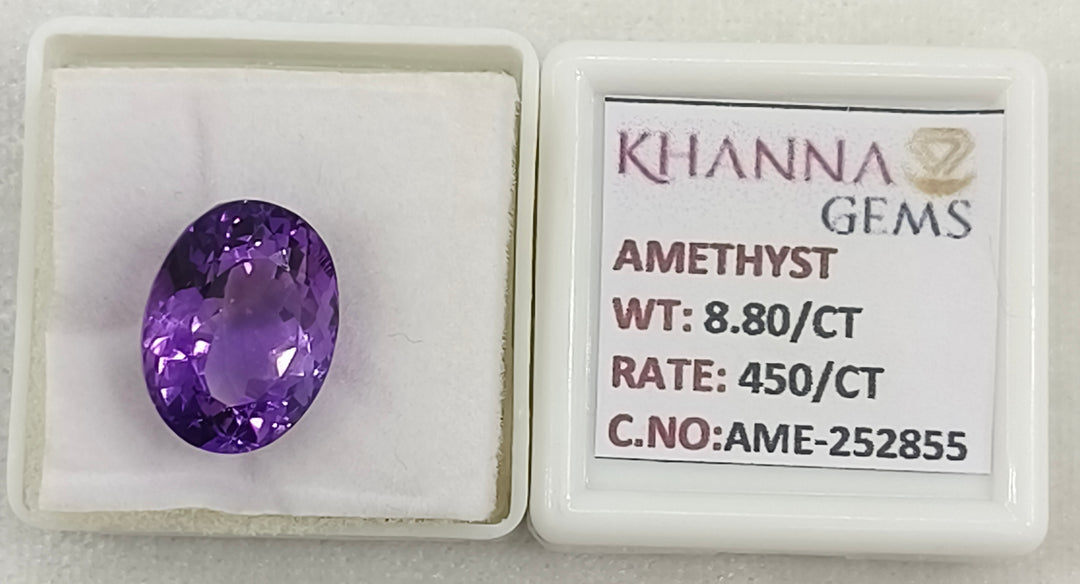 8.80/CT Natural Amethyst Gemstone with Govt. Lab Certificate