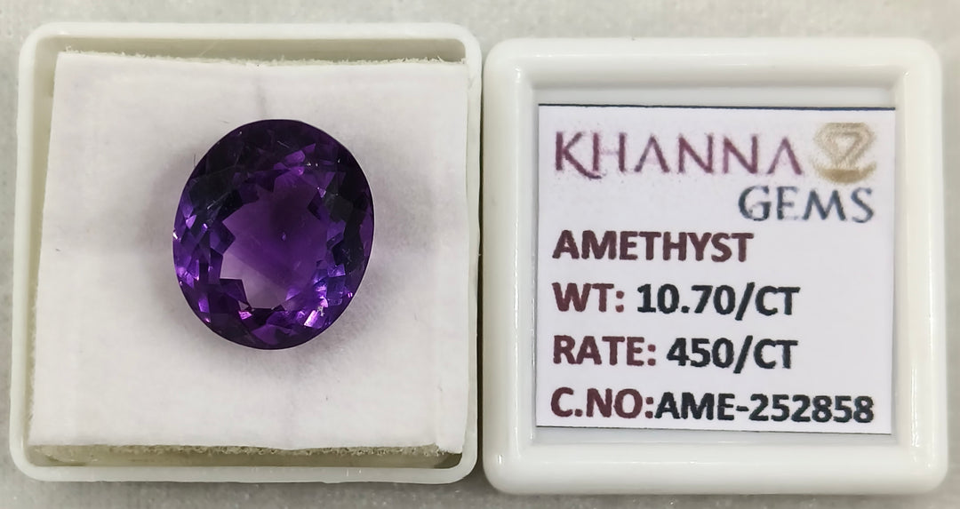 10.70/CT Natural Amethyst Gemstone with Govt. Lab Certificate