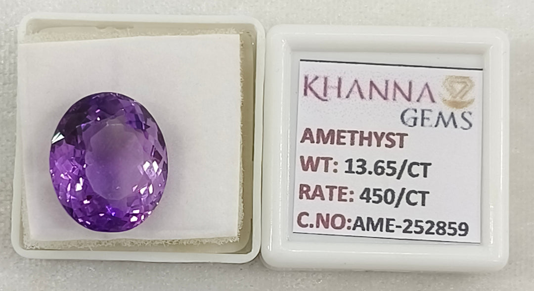 13.65/CT Natural Amethyst Gemstone with Govt. Lab Certificate