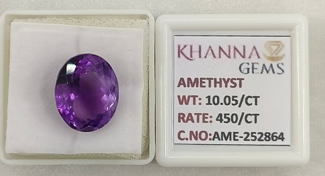 10.05/CT Natural Amethyst Gemstone with Govt. Lab Certificate