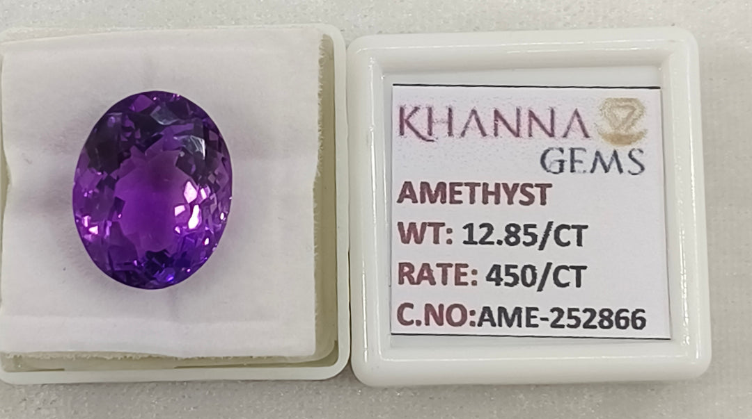 12.85/CT Natural Amethyst Gemstone of Premium Quality with Govt. Lab Certificate