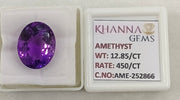 12.85/CT Natural Amethyst Gemstone of Premium Quality with Govt. Lab Certificate