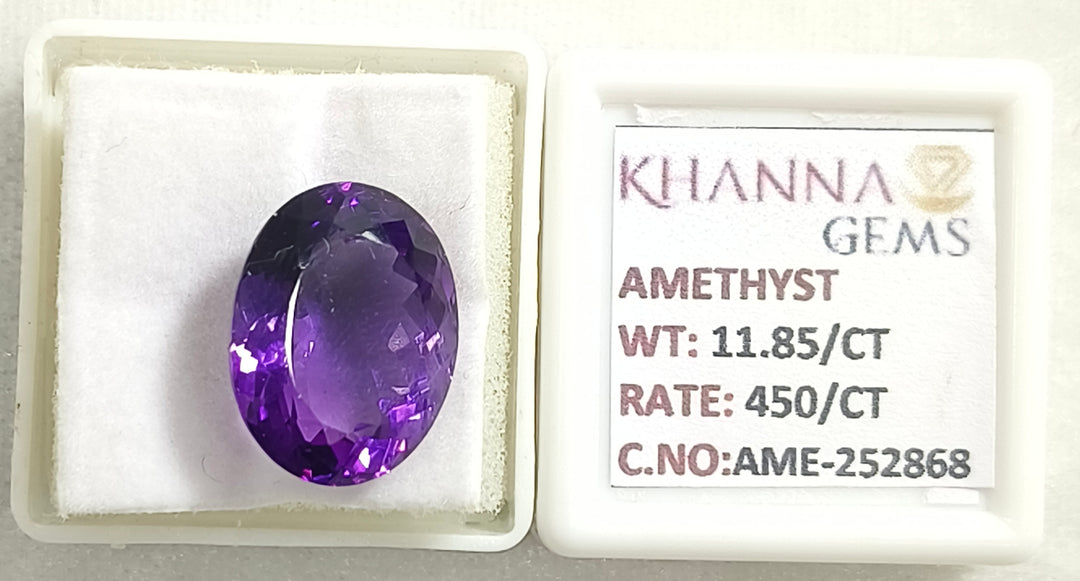 11.85/CT Natural Amethyst Gemstone with Govt. Lab Certificate