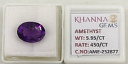 5.95/CT Natural Amethyst Gemstone with Govt. Lab Certificate