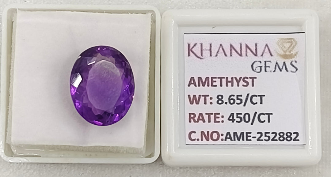 8.65/CT Natural Amethyst Gemstone with Govt. Lab Certificate