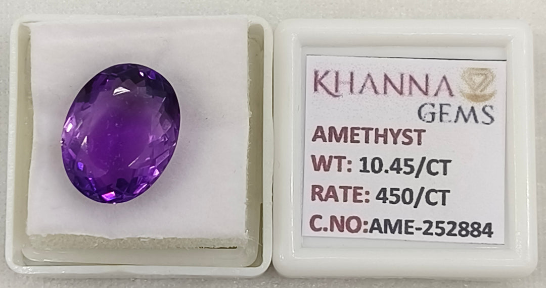 10.45/CT Natural Amethyst Gemstone with Govt. Lab Certificate