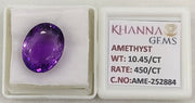 10.45/CT Natural Amethyst Gemstone with Govt. Lab Certificate
